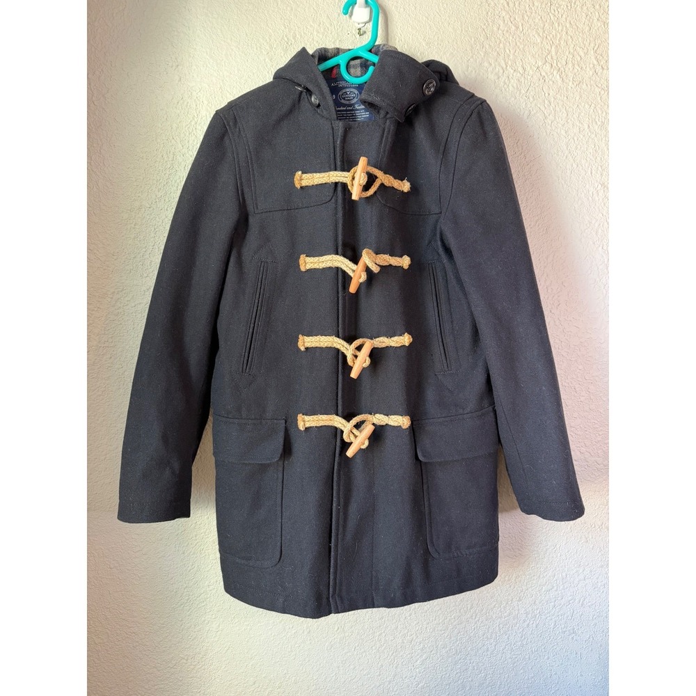 American Eagle Outfitters Blue Wool Blend Duffle Coat Hooded Toggle Front